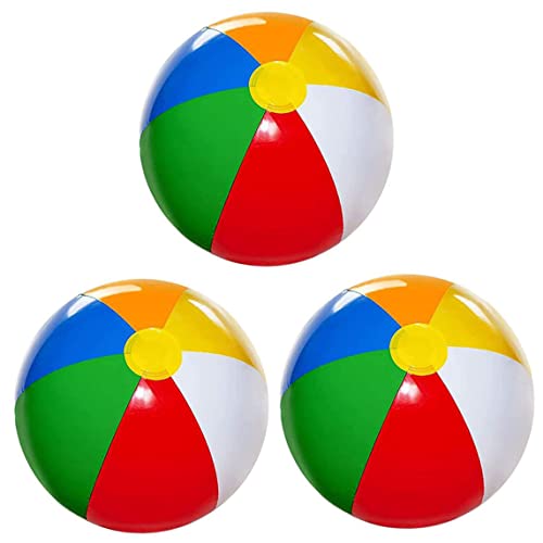 NASSMOSSE Beach Ball 3PCS Beach Balls PVC Große aufblasbare Schwimmbad Sommeraktivitätsspiele für Kinderspielzeug von NASSMOSSE