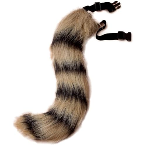 NASSMOSSE Erwachsene Halloween Kostüm Kleid pelziger Schwanz, Faux Pel Fox Tail Anime Cosplay Accessoire Halloween Party Kostüm, Schwarz/Braun, eine Größe von NASSMOSSE