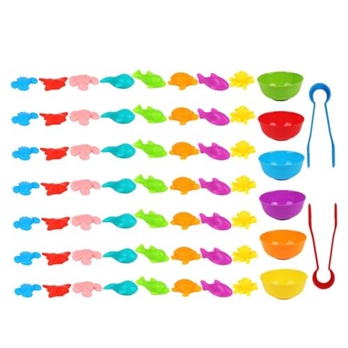 NASSMOSSE Farbsortierspielzeug Qcean Animal Counting Toy Bildungslernspielzeug mit Bowl Tong für Kinder von NASSMOSSE