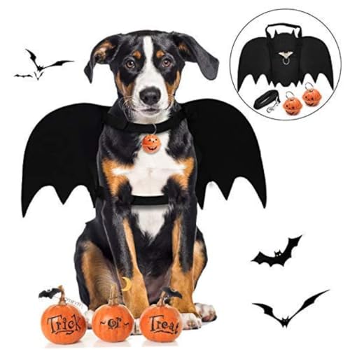 NASSMOSSE Halloween Haustierkostüm, Hundefledermauskostüm effektives Hundehalte, Leinenkürbisglocke und Ring für Hunde Cosplay Party Weihnachtsfeier Special Events Kostüm Halloween Dekor von NASSMOSSE