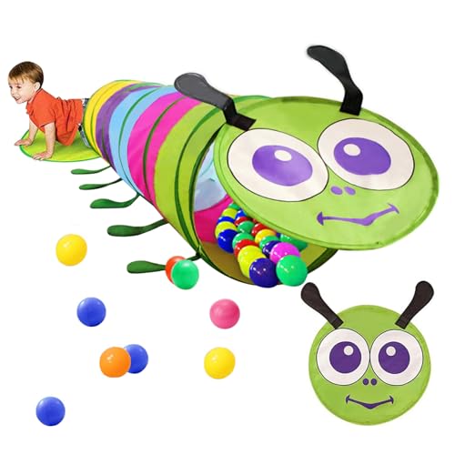 NASSMOSSE Kinder Spielen Tunnel für Kleinkinder Tunnelspielzeug farbenfrohe Raupe Form süßes Kriechen durch Tunnelspiel Zelt für Kindergeschenke Indoor Outdoor 46x180 cm von NASSMOSSE