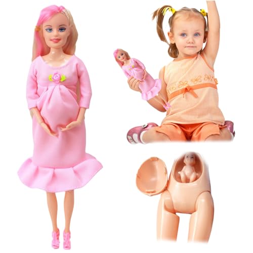 NASSMOSSE Schwangere Puppe 11.5 ABS -Plastik Schwangeres Mutterspielzeug mit Babypuppen kreativer schwangerer Puppe mit einem Baby im Bauch für Kindergeschenk, Style 2 Set von NASSMOSSE