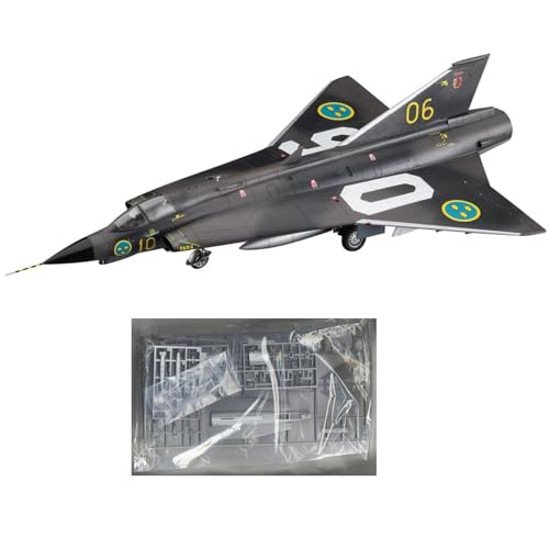 NATEFEMIN 1:72 Schwedische Luftwaffe J35F Draken Interceptor Modell Simulation Flugzeug Modell Luftfahrt Kunststoff Modell Flugzeug Kits für Sammlung und Geschenk Modell (zerlegtes Set) von NATEFEMIN