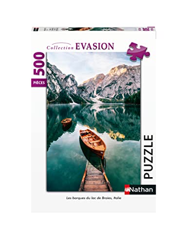 Nathan 4005556872893 500 Teile – Die Boote des Braiesees, Italien Lac Puzzle für Erwachsene von NATHAN