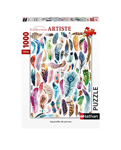 Nathan 4005556876402 1000 pièces-Aquarelles de Plumes Puzzle für Erwachsene von NATHAN