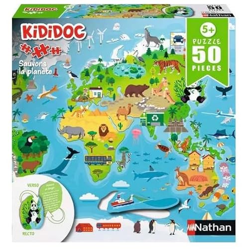 Nathan - Doppelseitiges Puzzle für Kinder, 50 Teile, Kididoc – Retten Sie den Planeten – ab 5 Jahren – Hochwertiges Puzzle – perfekte Integration – 12004182 Nathan - Doppelseitiges Puzzle für Kinder, 50 Teile, Kididoc – Retten Sie den Planeten – ab 5 Jahren – Hochwertiges Puzzle – perfekte Integration – 12004182 von NATHAN