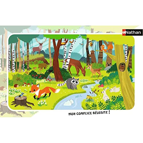 Ravensburger 4005556860111 Puzzle Rahmen 15 Teile - Waldtiere Animals Kinderpuzzle, Earthy Shades of Green and Brown von NATHAN