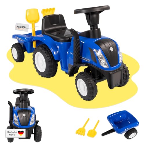 Rutschauto Traktor ab 1 Jahr | Kinderauto mit Anhänger | Rutschfahrzeug mit Schaufel und Rechen | Kinderfahrzeug in blau | Rutscher mit Soundtasten und Licht | Lizenziertes Kinderspielzeug Rutschauto Traktor ab 1 Jahr | Kinderauto mit Anhänger | Rutschfahrzeug mit Schaufel und Rechen | Kinderfahrzeug in blau | Rutscher mit Soundtasten und Licht | Lizenziertes Kinderspielzeug von NATIV