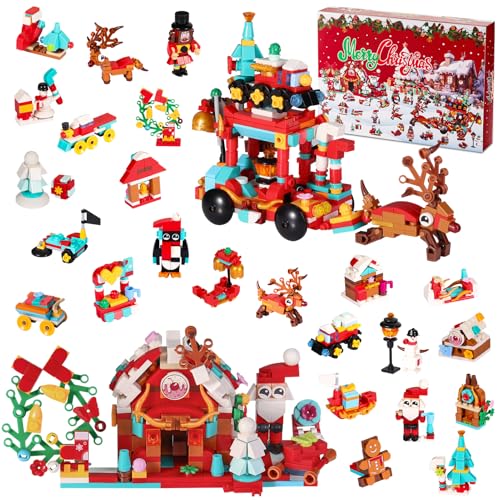 Adventskalender 2024 Kinder Bausteine, 24 Schachteln Weihnachts Adventskalender Bausteine Blocks für Erwachsene und Kinder 12 in 1 Countdown Adventskalender Bauspielzeug Überraschungsgeschenkbox von NATTHSWE