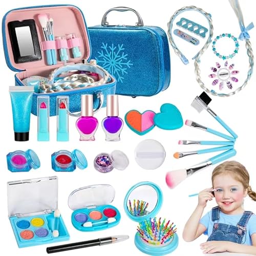 Kinderschminke Set Mädchen, 25PCS Kinder Schminkkoffer Mädchen Waschbares Schminkset Mädchen Spielzeug ab 3 4 5 6 7 8 9 Jahre alt Mädchen Makeup Set Geburtstags Geschenke von NATTHSWE