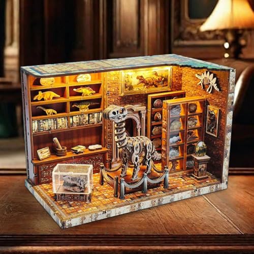 Dinosaurier Book Nook Kit, DIY Miniatur Puppenhaus Booknook Kit für Erwachsene und Jugendliche, 3D Holzpuzzle Bücherregal Bastelsets mit LED-Licht für Familie und Freunde (Dinosaurier Research Dinosaurier Book Nook Kit, DIY Miniatur Puppenhaus Booknook Kit für Erwachsene und Jugendliche, 3D Holzpuzzle Bücherregal Bastelsets mit LED-Licht für Familie und Freunde (Dinosaurier Research von NAUXIU