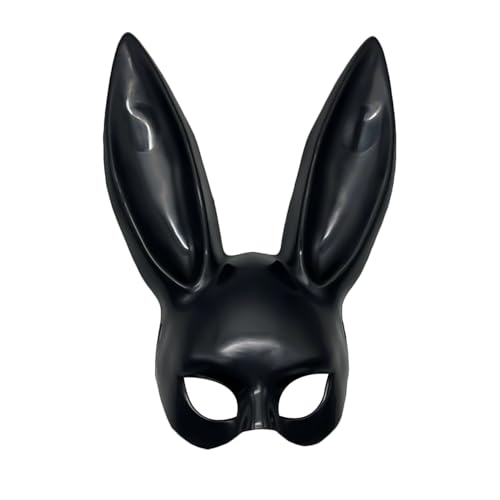 NAUZE Osterhasenmaske mit Ohren Schwarz Erwachsene Maskerade Kaninchen Maske Cosplay Kaninchen Kostüm Zubehör für Ostern Karneval Halloween Tier Motto Party von NAUZE