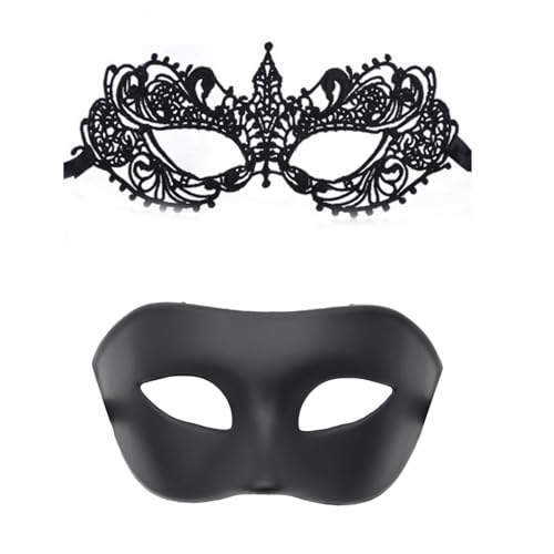 NAUZE Venezianische Augenmaske, Spitzenmasken, Cosplay-Kostüm, Karneval, Masken, Schwarz, Karneval, Maske, Zubehör für Männer und Frauen, Halloween-Party, 2 Stück von NAUZE