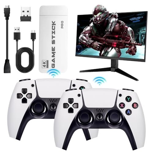 NAVESO Nostalgic Box Game 40000+ Retro Games Console + 2 Wireless Controller Plug & Play Spiele Konsolen Retro Gaming Stick Wireless Retro Spielekonsole für Multiplayer Party (128G) von NAVESO