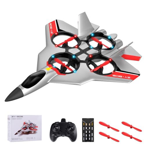 NAVESO RC Flugzeug, 2,4 GHz Ferngesteuertes Flugzeug mit LED, Flugzeug Spielzeug rc, RC Flugzeuge, Flugzeug Ferngesteuert mit 4 Achsen Gyro Stabilisator für Anfänger, Kinder, Erwachsene von NAVESO