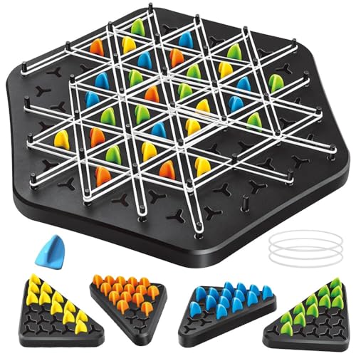 NAVESO Triggle Game, Lustiges Triggles Spiel, Ketten Dreieck Spiel, Interaktives Steckspiel, Dreiecksschachbrettspiel, Klassisches Strategie Steckbrettspiel Zum Sammeln für Erwachsene Kinder von NAVESO