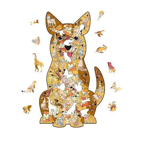 NBFBA Holzpuzzle Erwachsene, 100pcs Hund Spaßiges Unregelmäßig Geformtes Puzzle für Erwachsen, 16 * 28cm Lernspielzeug für Erwachsene und Kinder Familienspielsammlung von NBFBA