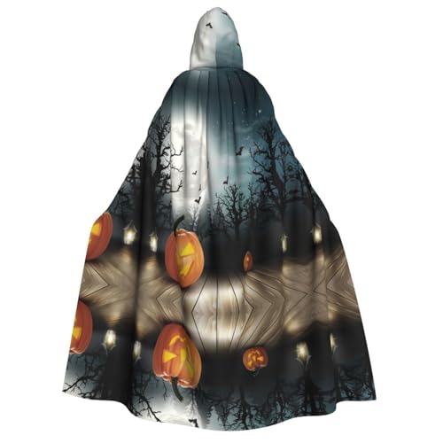 NBSNGSLS Halloween Mond Fledermaus Kürbis Druck Umhang Halloween Hexe Vampir Cosplay Kostüm Kapuze Robe Umhang von NBSNGSLS