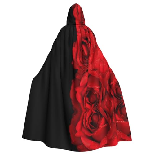 NBSNGSLS Kapuzenumhang mit roter Rose für Herren und Damen, Halloween, Cosplay von NBSNGSLS