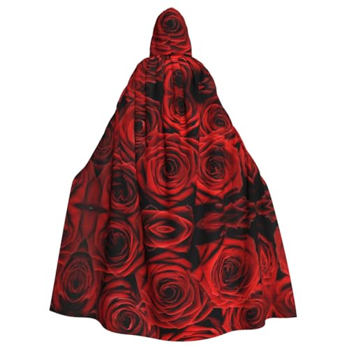 NBSNGSLS Roter Umhang mit Kapuze und Rosenmotiv, für Herren und Damen, Halloween, Cosplay von NBSNGSLS