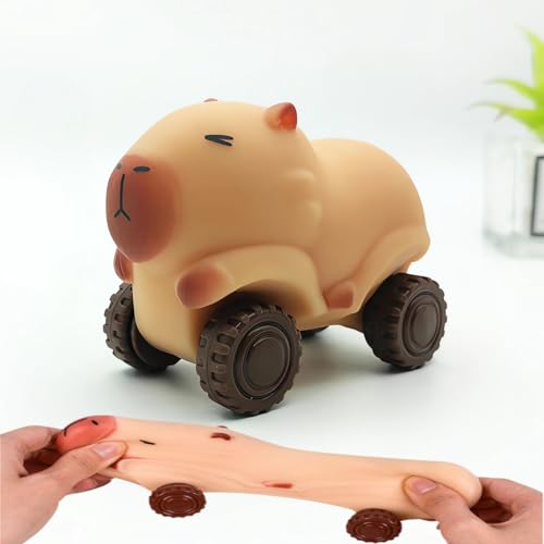 NBZOSENG Capybara Stress Squeeze Toys with Wheels Super Fun Animal Stress Relief Soft Taba Squishy Sensory Toys - Cool Stuff Cool Gadgets Transformer Toys Fidget Toys Adults (Brown) von NBZOSENG