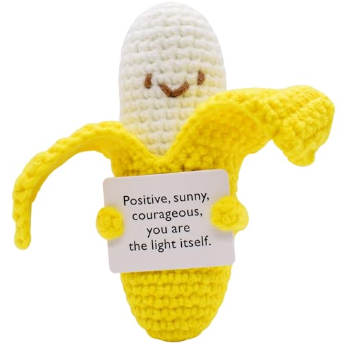 NCBAKMV Bananen Crochet Puppe mit Sockel Häkelpuppe Banana Plüsch Spielzeug Lustige Obst Mini-Plüsch Figuren Mini Gestrickte Puppe Geburtstag Geschenke für Kinder Erwachsene von NCBAKMV