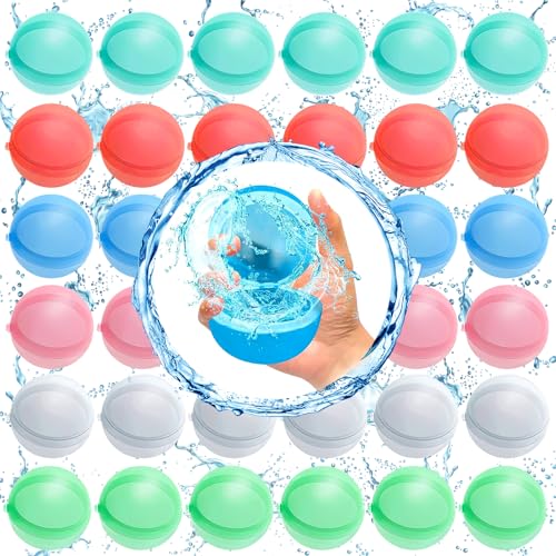 NCKIHRKK 36PCS Wasserbomben Wiederverwendbar, Wiederbefüllbare Wasserbomben für Kinder, Wasserballons Wasserspielzeug Pool Spielzeug Strandspielzeug für Sommer Party Wasserschlacht Outdoor (mf-bdec36) von NCKIHRKK