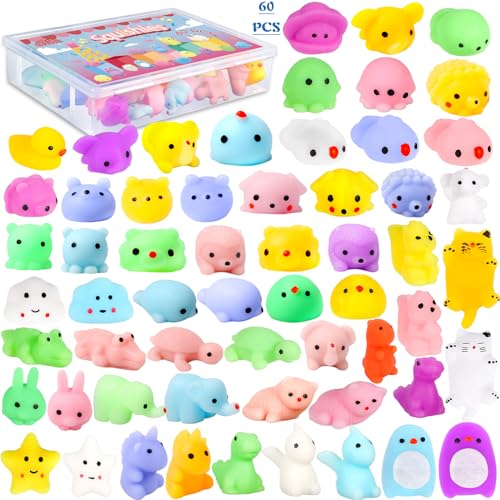 NCKIHRKK Kawaii Mochi Squishy Set, 60 STK. Mitgebsel Kindergeburtstag Gastgeschenke Kleine Geschenke für Kinder, Party Mitbringsel Weihnachten Give Aways Schultüte Pinata Füllung für Jungen Mädchen von NCKIHRKK