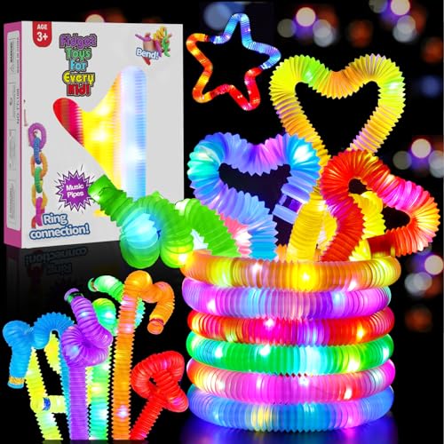 NCKIHRKK Pop Tubes Kinder, 12 Stück Fidget Toy Knicklichter Party Set, Leuchtstäbe Kinder Party Mitgebsel Kindergeburtstag, Give Aways Kindergeburtstag Gastgeschenke Pinata Füllung von NCKIHRKK