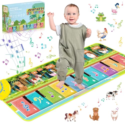 NCKIHRKK Baby Spielzeug ab 1 Jahr Junge Mädchen, Klaviermatte mit 7 Tierrufe, Geschenk Baby Spielzeug 1 Jahr, Tanzmatte Kinder Spielzeug ab 1 Jahr, Musik Spielzeug ab 2 Jahr von NCKIHRKK