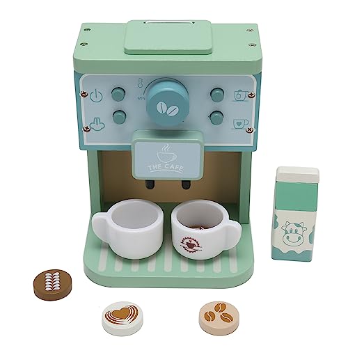 NDNCZDHC Holz-Kaffeemaschine-Spielzeug mit Mahlwerk, 8-teiliges Spiel-Kaffeemaschine-Spielset, Spielzeug-Spielküchenzubehör für Jungen und Mädchen, 7,8 x 5,9 x 4,8 Zoll von NDNCZDHC