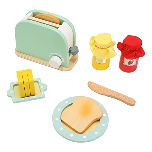 NDNCZDHC Pop-Up-Toaster-Set aus Holz, 11-teilig, Spielküche, Spielset, Toaster, Holzspiel-Essensset für Bildung, Rollenspiel, 14 x 9,4 cm von NDNCZDHC