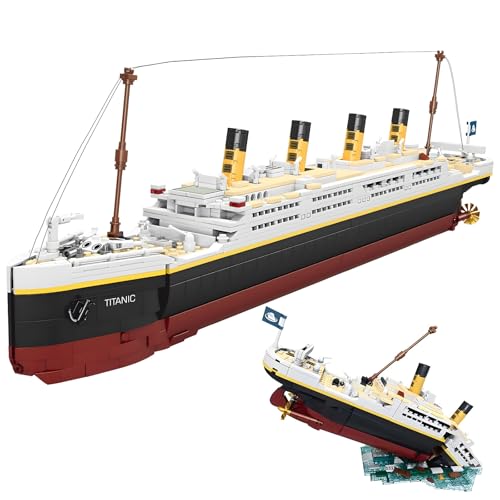 NDZUI LYSOON 2 in 1 Titanic Bauspielzeug, 2022 Stück Titanic Schiff Baukasten mit Gletscher, Schiff Modell Klemmbausteine Spielzeug, Geschenk für Erwachsene Kinder Jungen Mädchen 6-12+ von NDZUI