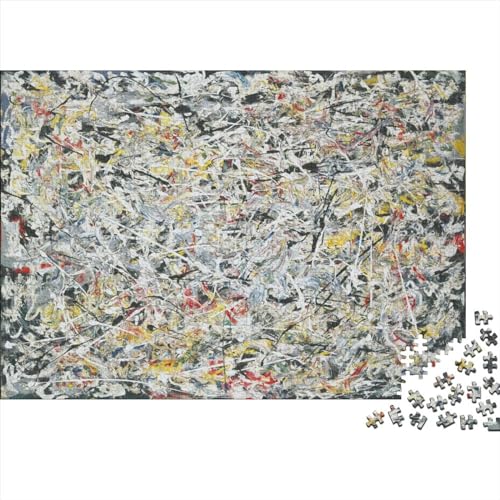 Jackson Pollock Kunst Holz-Puzzle Für Erwachsene 1000 Teile, Hölzernes Weltberühmte Gemälde Puzzle, Gemälde Puzzles, Lernspiele, Tolles Geschenk, Wohnkultur 1000pcs von NEDLON