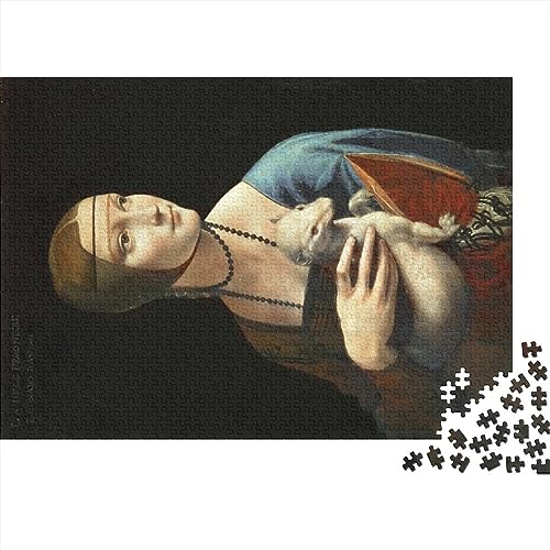 Leonardo Da Vinci Holz Puzzle 500 Teile Für Erwachsene, Impossible Puzzle, Farbenfrohes Legespiel,Geschicklichkeitsspiel Für Die Ganze Familie, Lady with An Ermine Puzzel von NEDLON