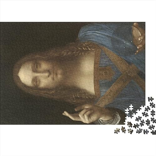 NEDLON Leonardo Da Vinci Salvator Mundi Holzpuzzle, 1000 Teile, Realistisch, Jigsaw, 1 Stück, 75x50cm, Alter 14+ Jahre, Kunst, Puzzle von NEDLON