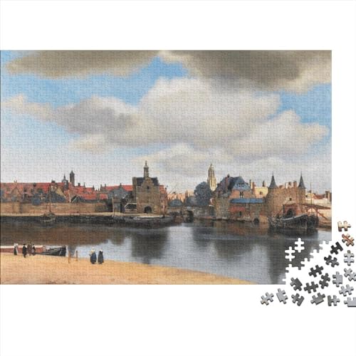 View of Delft Gemälde Puzzle 1000 Teile, Kunst Puzzle Für Erwachsene, Lustige Museum Puzzle Erwachsene Anspruchsvoll,Impossible Puzzle,ideal Als Wandbild von NEDLON