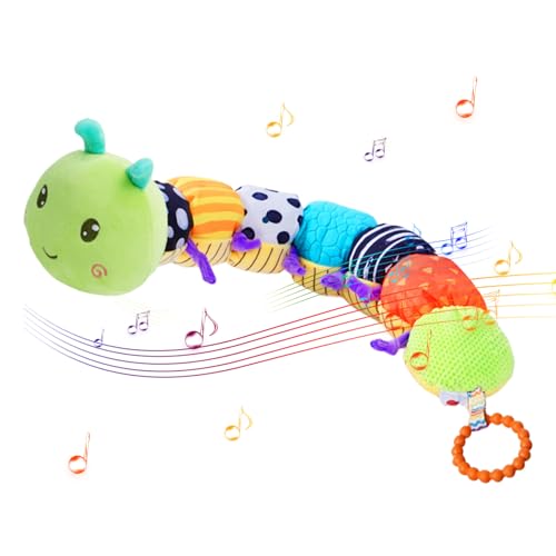 NEECS Musikalische Plüschraupe,Raupenspielzeug | Raupe Stofftier, interaktives Spielzeug für Neugeborene Jungen und Mädchen im Alter von 0 bis 12 Monaten von NEECS