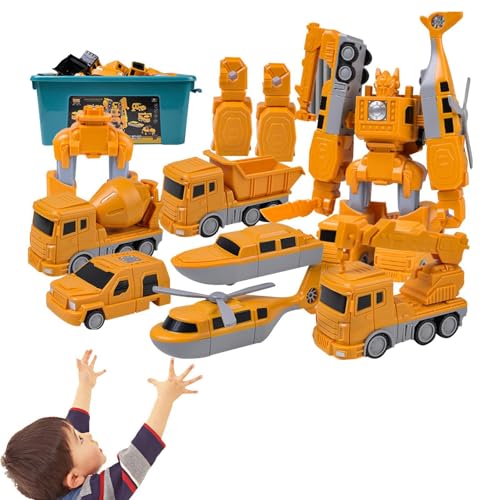 Roboter-Autospielzeug – Magnetisches Autospielzeug, Montessori-Lernspielzeug | Magnetisches Transformationsauto-Roboterspielzeug, tragbares, technisch zusammengebautes Autospielzeug, ideal für Jungen, von NEECS