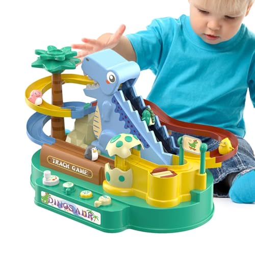 Rutschbahn-Spielzeug, Dinosaurier, lustiges Dino-Rolltreppen-Spielzeug, Dinosaurier-Klettertreppe, Rutschen-Spielzeug-Set mit Lichtern und Musik von NEECS