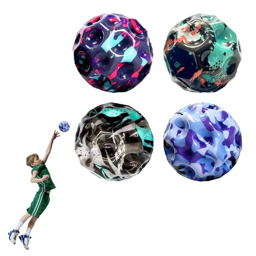 NEERIX 4 Stück Moon Ball,Moon Ball Bounce Ball,Jump Ball Galaxy,Einzigartiges Mond Design,Bounce Ball Bouncing Ball für Kinder,Hohe Bounce Loch Ball Mondball Lavaball,Den Besten Outdoor BäLle von NEERIX