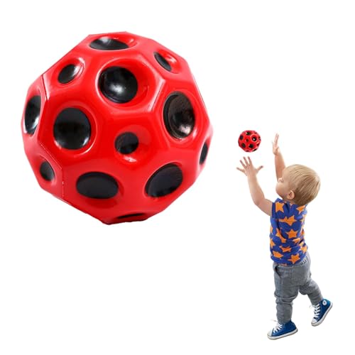 NEERIX Mondbällen, Hochsprung-Gummiball, Weltraumball, Mondball, High-Bounce-Lochball,Jump Ball, springende Bälle,Space Theme Bouncy Balls(Rot) von NEERIX