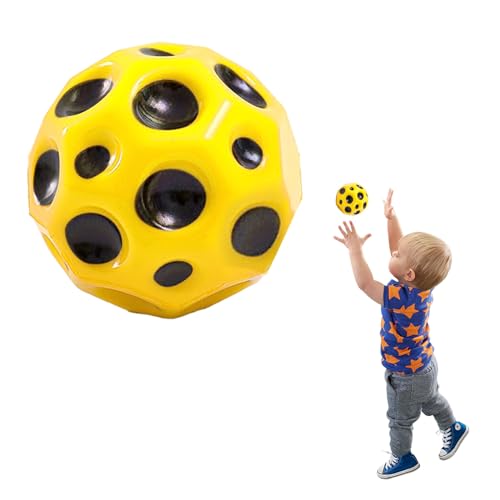 NEERIX Jump Ball,Space Moon Ball,7 cm Hohe Bounce Loch Ball Lavaball,Hohe Springender Gummiball,EIN Knallendes Geräusch Machen,für Kinder Party Geschenk,für Kinder Erwachsene(gelb) von NEERIX