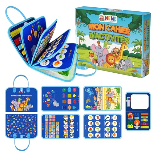 Nene Busy Board Montessori (Französische Version) – sensorisches Lernspielzeug für Mädchen/Jungen – Aktivitätsbrett: Farben, Formen, Alphabet, Zahlen, Puzzles – Feinmotorik – Geschenkidee von NENE pour l'éveil de nos enfants