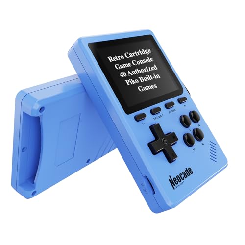 Neocade Retro-Handheld-Videospielkonsole, 40 Pico-lizenzierte Retro-Spiele Vorinstalliert, Kompatibel mit PIKO/GBA-Kassette – Blau von NEOCADE