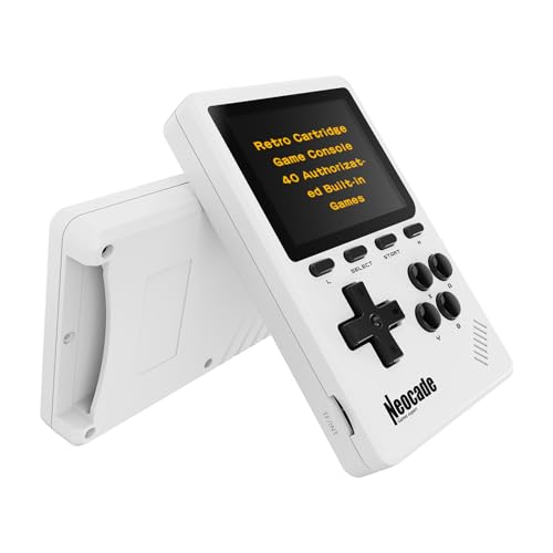 Neocade Retro-Handheld-Videospielkonsole, 40 Pico-lizenzierte Retro-Spiele Vorinstalliert, Kompatibel mit PIKO/GBA-Kassette – Weiß von NEOCADE