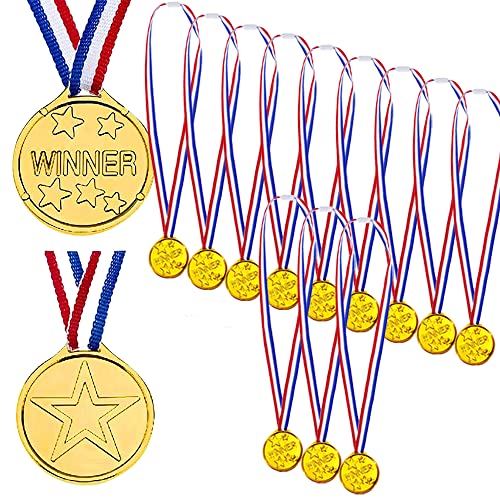 NEODTX Medaillen Kinder 12 Stück Goldmedaillen Siegermedaillen Für Fussball Kinder Gold Gewinner Medaille Schokolade Kunststoff Für Geburtstag Party Spiele Prizzes Sportstag Spielzeug von NEODTX