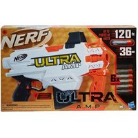 HASBRO F0954U50 Nerf Ultra Platinum Amp motorisierter Blaster, Platinakzente, 6-Dart Clip, 6 Darts von NERF