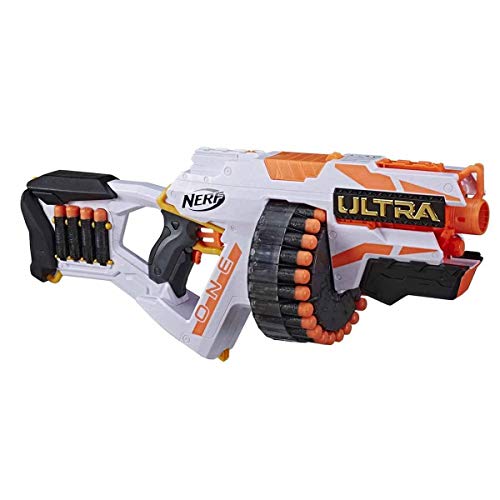 Hasbro E6596EU4 Nerf Ultra One Motorized Blaster – Weiterentwickeltes Design, Trommelmagazin mit hoher Kapazität, 25 Nerf Ultra Darts mit der höchsten Reichweite Aller Zeiten von NERF