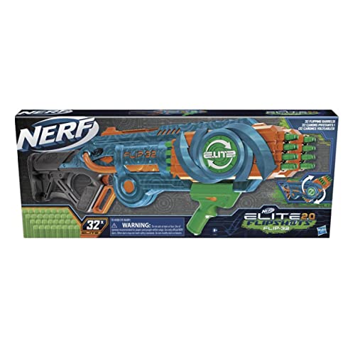 Hasbro NERF Elite 2.0 Flipshots Flip-32 Blaster mit 32 Dart-Läufen für doppelte Feuerkraft, Kapazität für 32 Darts, 32 NERF Elite Darts, F2553EU4, Multi von NERF